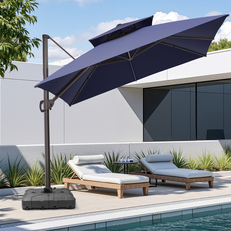 Parasol carré en porte-à-faux 11 pi x 11 pi, Navy Blue