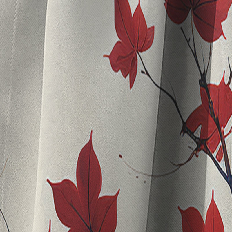 Red Leaves Scarlet Simplicity - Leaves Curtain - Blackout Floral Curtain - 1 Panels, 52" W x 95" L