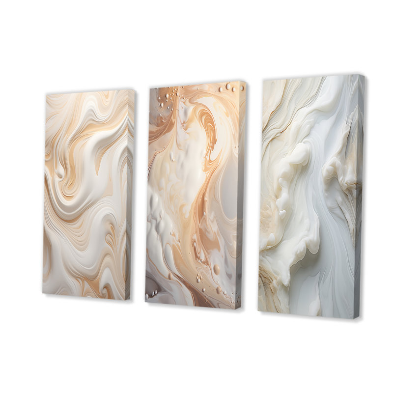 Abstrait blanc laiteux abstrait, Toile tendue, H 28 po x l 36 po