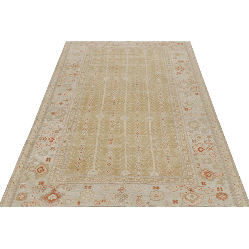 Modern Hand Knotted Silk Floral Area Rug, Rectangle 5' x 7'