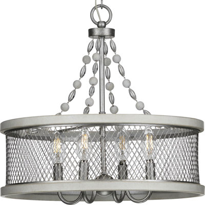 Lustre tambour 4 lumières à abat-jour millgraps