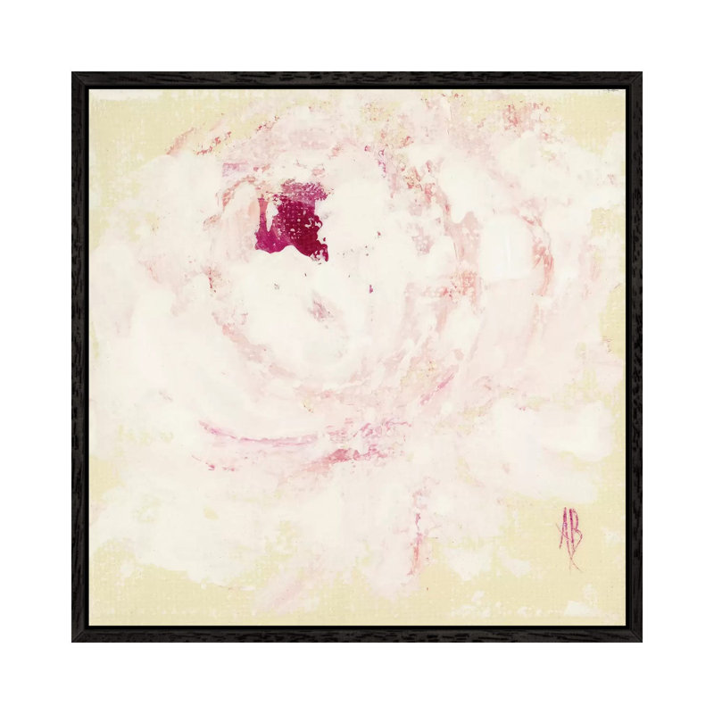 Pink Peony by Ashley Bradley - Painting on Canvas, 66.04 cm H x 66.04 cm W, Black Framed