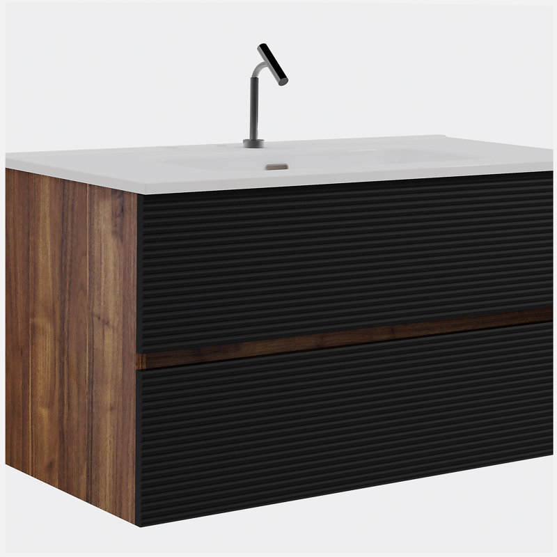 Meuble-lavabo mural 36 po Gloria, 36", Noir / brun