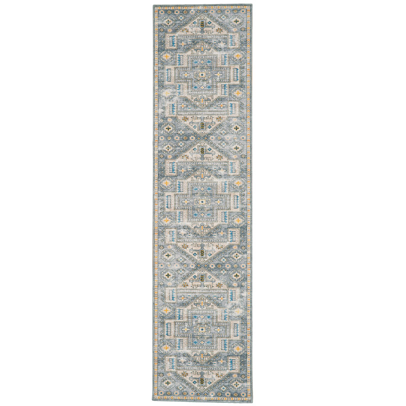 Tapis gris lavable et beige tissé à la machine, Tapis de couloir 2 pi x 8 pi
