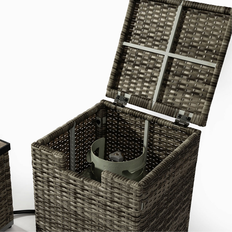 Propane Fire Table With Tank Holder, Ceramic Tile Tabletop, Beige , 31.05in Depth X 19.13in Width 15.15in Height, 80lb 31.05" Depth, 19.13" Width, 15.15"