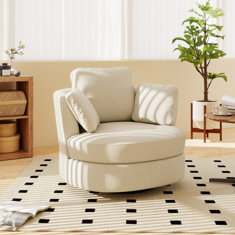 Fauteuil demi-tonneau pivotant de 40,55 po, Beige