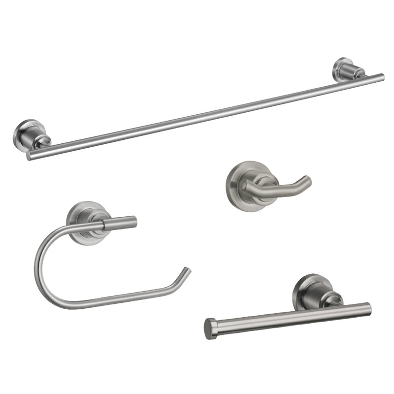 Ensemble de quincaillerie de salle de bain 4 pièces Geneva, Nickel satiné