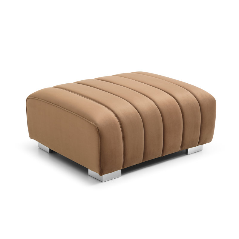 Makenna Velvet Ottoman, Brown