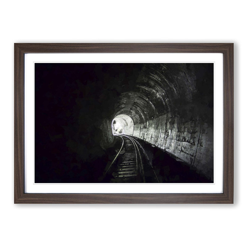 Train Railway Tunnel in Abstract- Picture Frame Graphic Art Print, 35cm H x 50cm W x 2cm D, Walnut