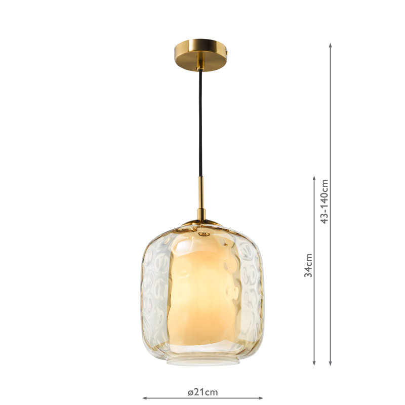 Abdinajib 1 - Light Jar Pendant, Aged Brass, Champagne