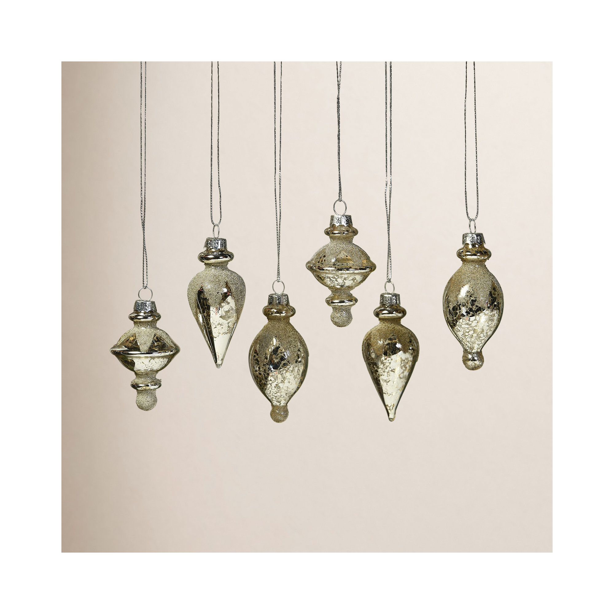 6 Piece Glass Finial Ornament Set