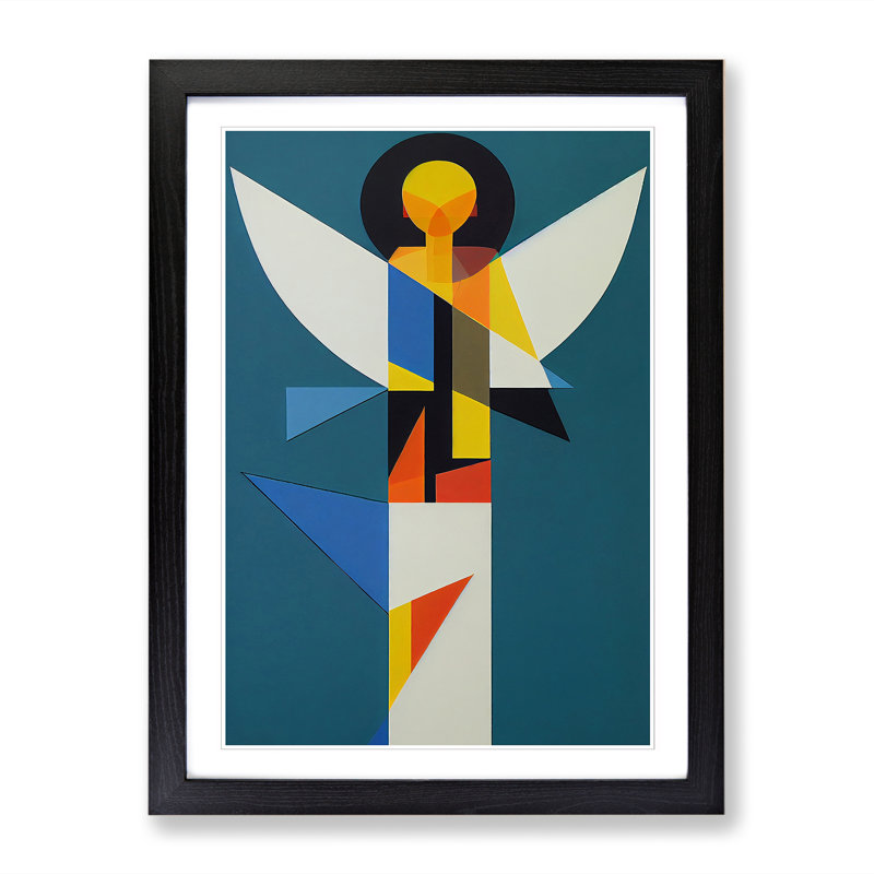 FRM-V0523-99X Angel Suprematism - Single Picture Frame Print, Black Framed, 64cm H x 46cm W x 2cm D