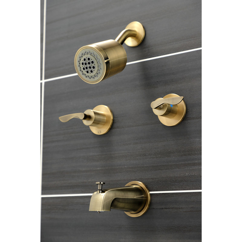 Kingston Brass Serena Double-Handle Tub and Shower Faucet, Antique Brass