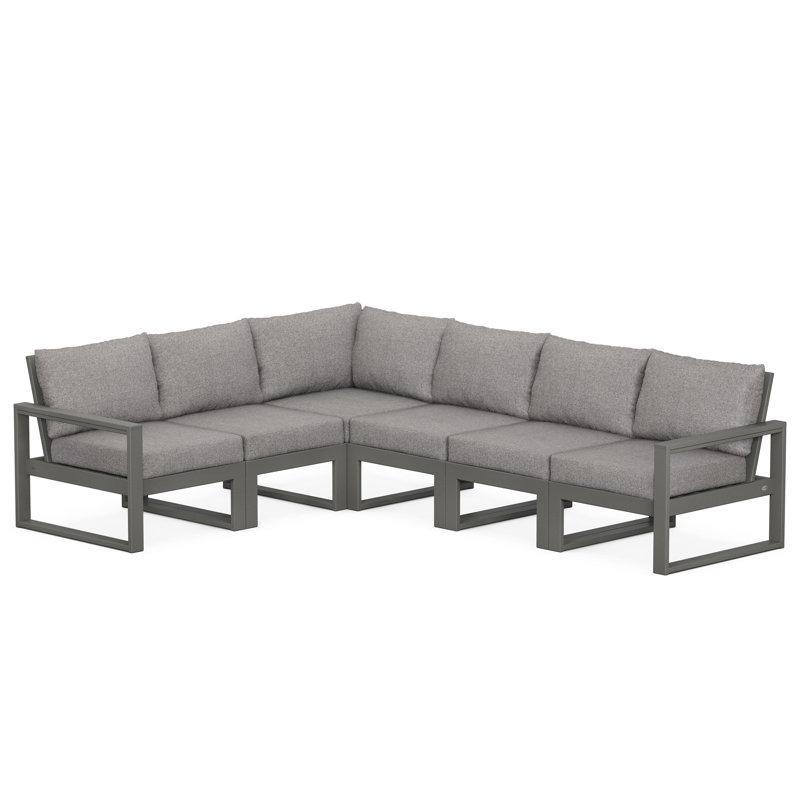 Ensemble de sièges modulaires profonds 6 pièces EDGE, Gris, Vert