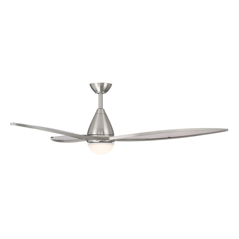 Fleur 64" 5CCT LED Ceiling Fan, Nickel, Translucent Gray Smoke