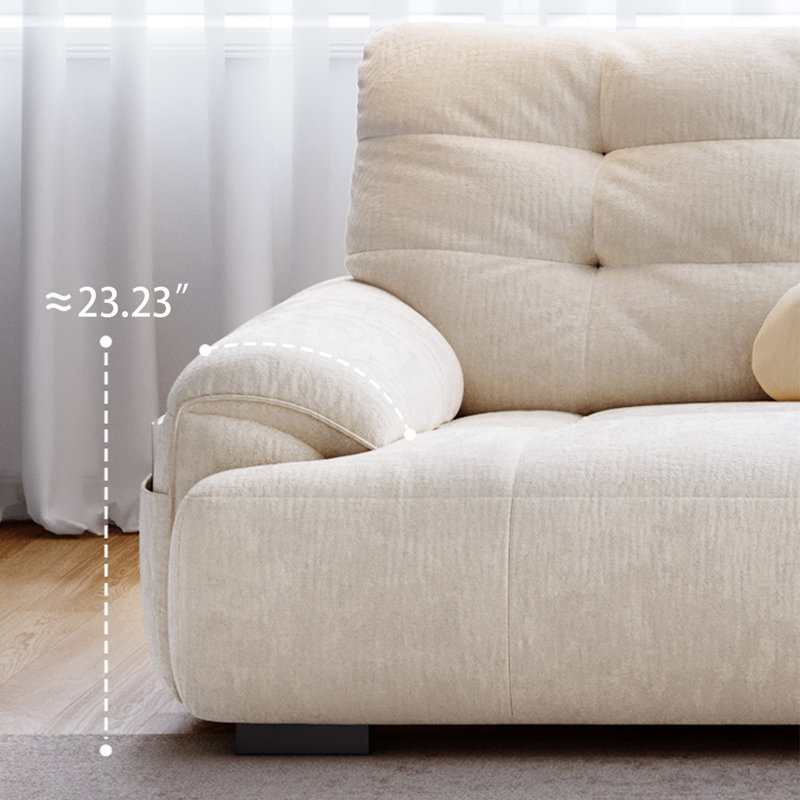 Canapé modulaire en chenille blanc 95,28 po, H 37,4 po x l 117,32 po x P 42,52 po, 4