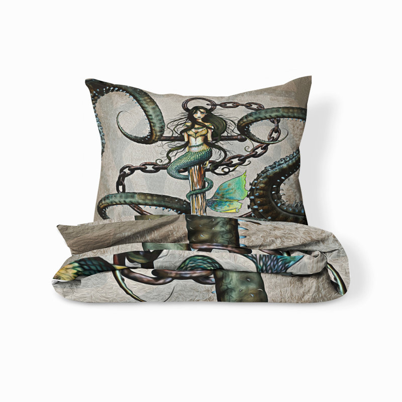  Ensemble de housse de couette Steampunk Mermaid and Anchor, Housse de couette très grand et 2 taies