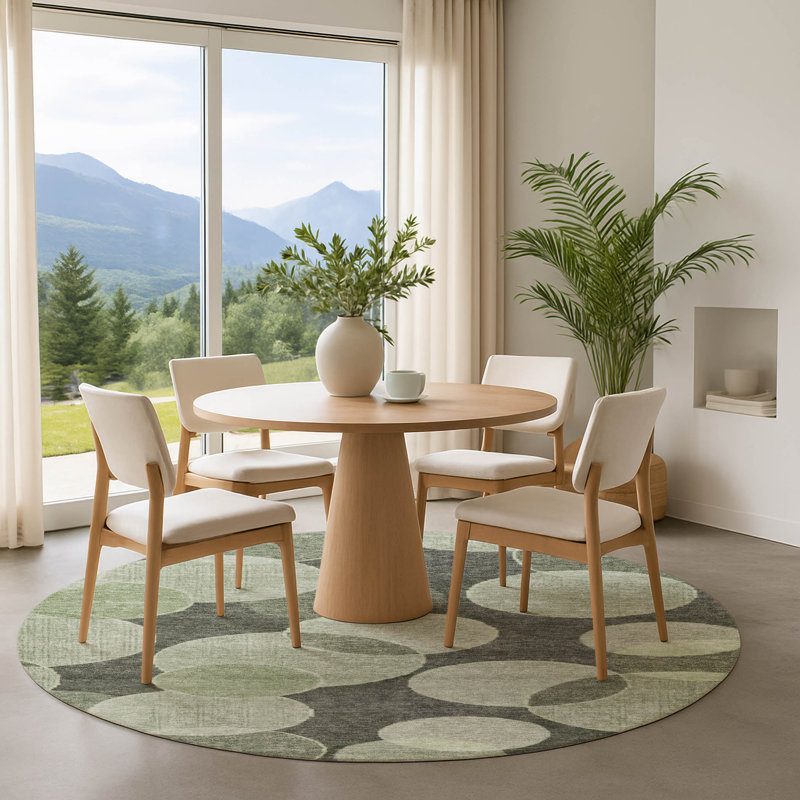 Premium Machine Washable Lubbers AMF1751 Geometric Rug, Round 8'