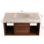 Meuble-lavabo mural flottant de 39,4 po avec lavabo en céramique, 2 tablettes ouvertes, pierre frittée blanche, conception moderne pour une utilisation de l'espace