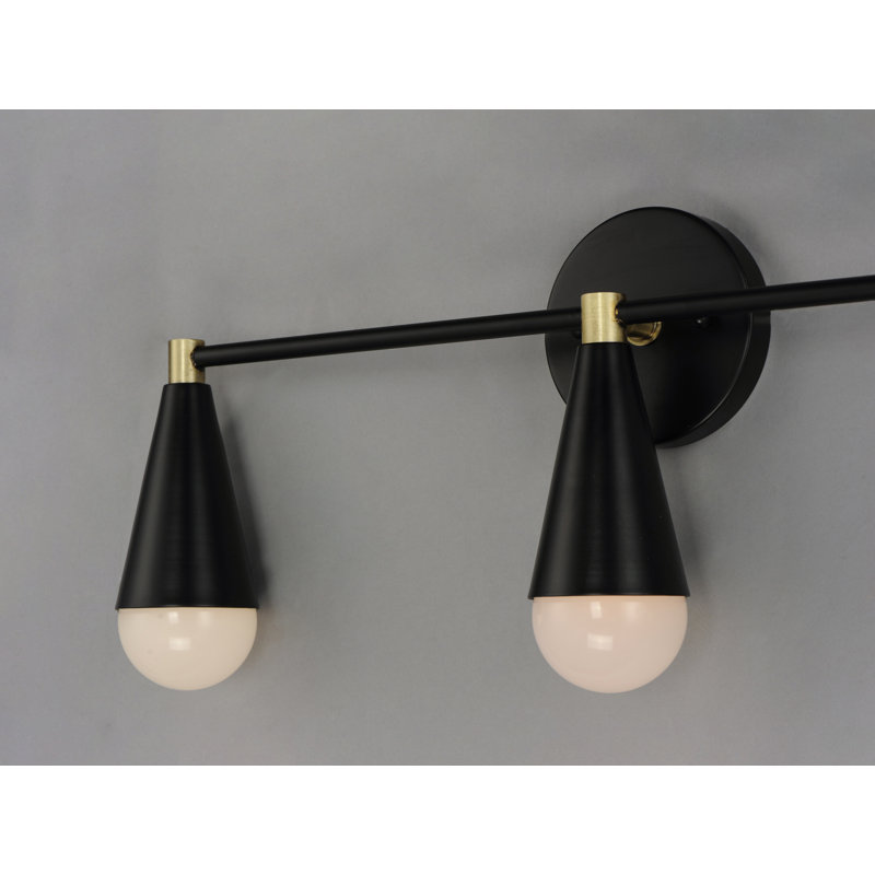 Black and Brass 3-Light Dimmable Vanity Fixture