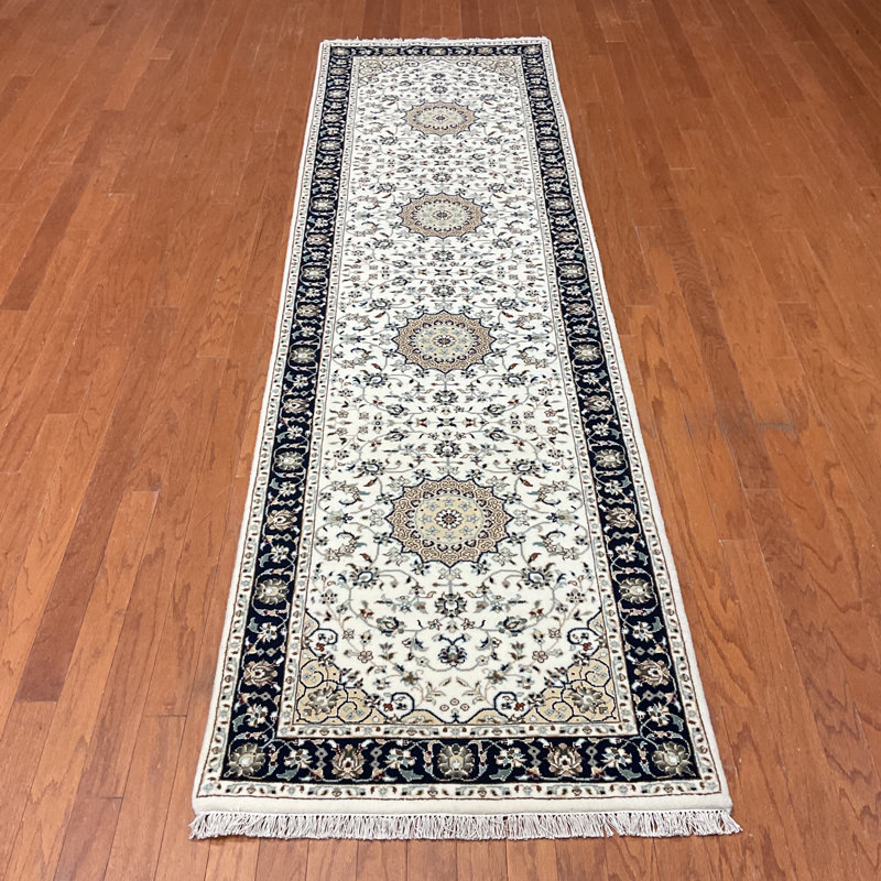  Tapis de couloir en laine et soie fait à la main Nain