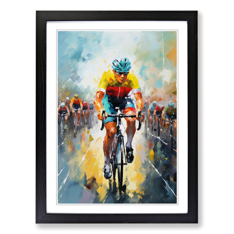 Tour De France Impressionism Framed Print, Black , 34cm H x 25cm W x 2cm D