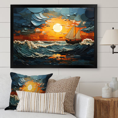 «Yellow Stormy Horizon Collage II», art mural de salon jaune