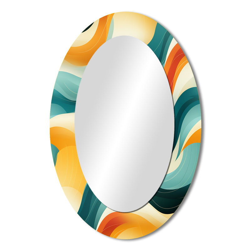 Mod Wave Revival - miroir mural Mid-Century, miroir Mid-Century moderne, impression sur métal, H 36 po x l 24 po, Ovale