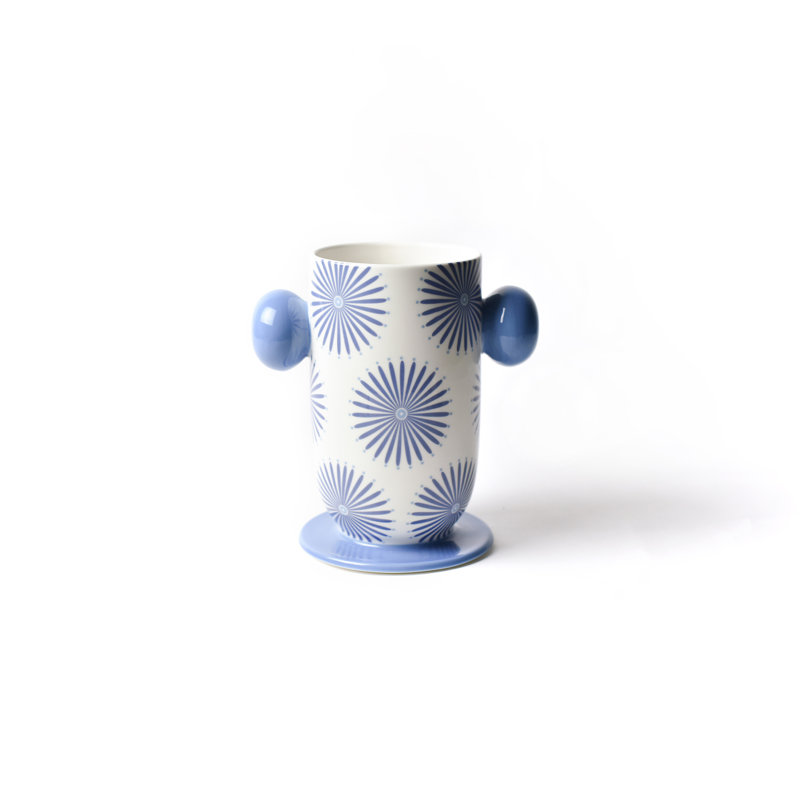 Grand vase cylindrique bleu avec poignées Iris
