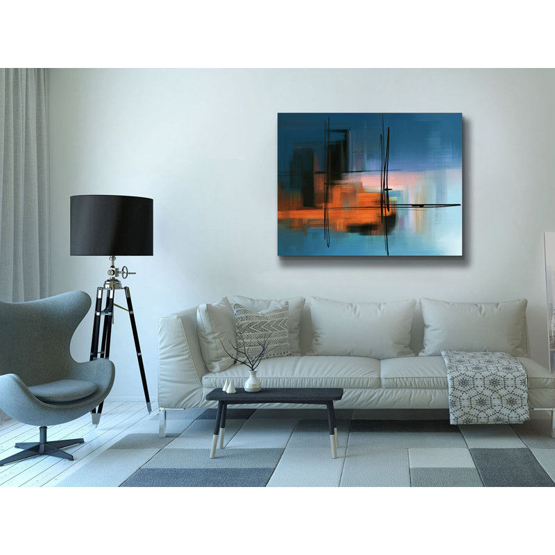 Teintes de bleu abstrait sur toile
