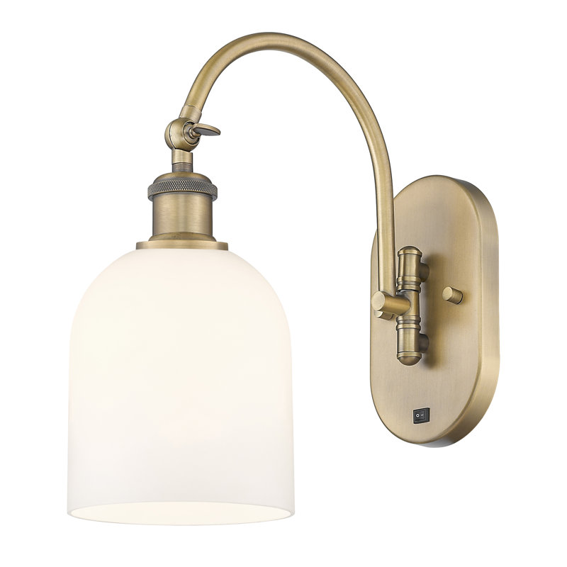 Odaniel Steel Armed Sconce, Gloss White, Brushed Brass