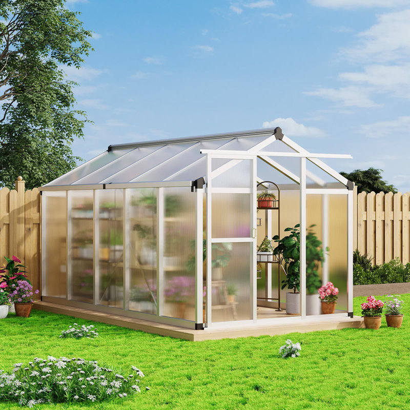 Greenhouse For Outdoors, Aluminum Greenhouse With Quick Setup Structure And Roof Vent, 118.80" H x 70.8" W x 75.6" D, Silver
