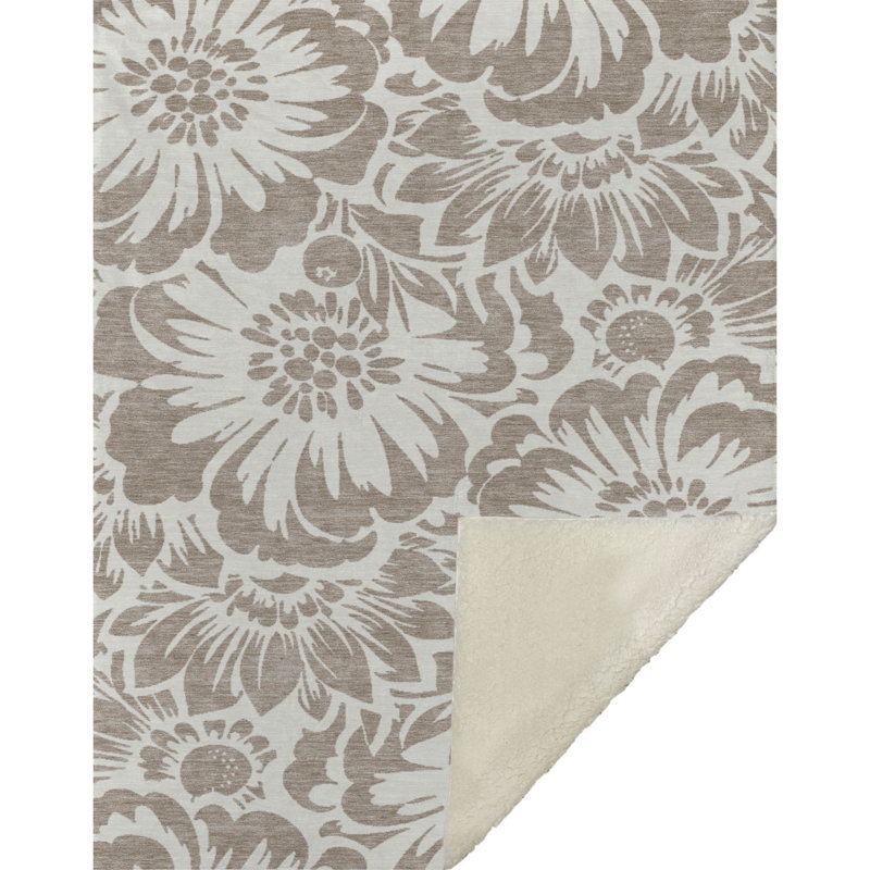 Jeté en sherpa floral Addison, Taupe