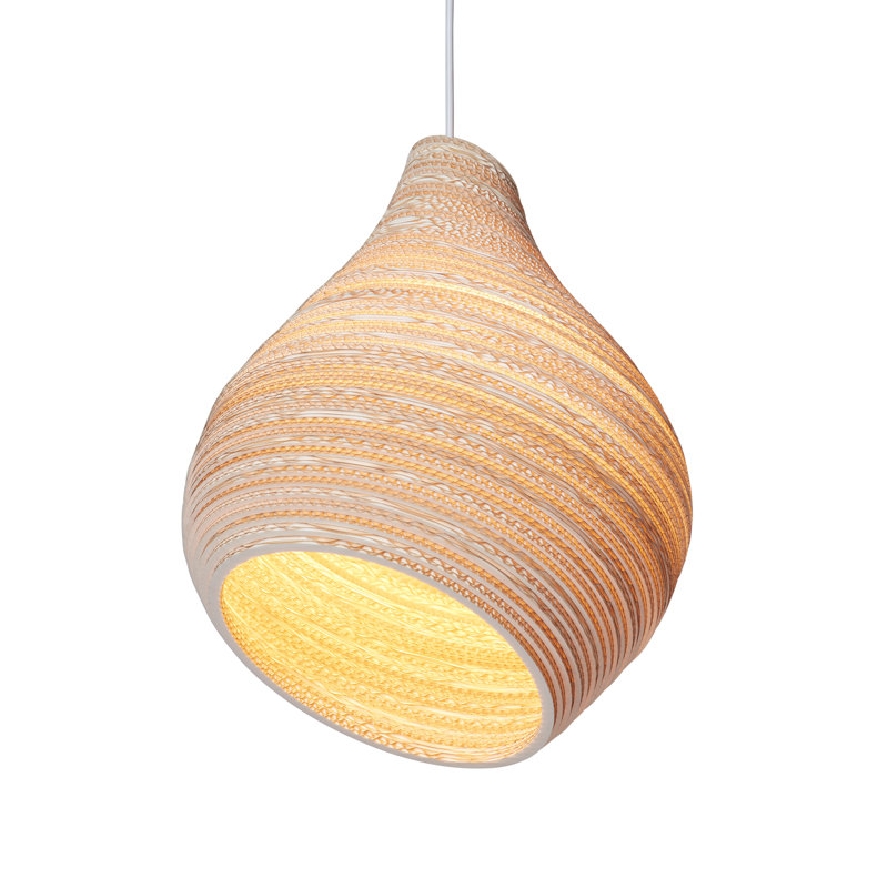 Scraplights Organic Hive Recycled Cardboard Pendant Light, 18" H x 15" W x 15" D, Blonde