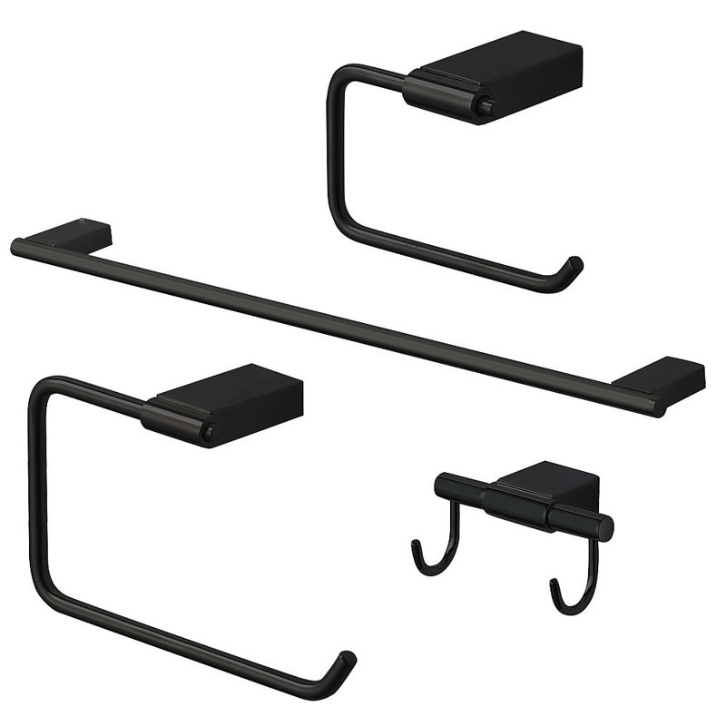 Ensemble de quincaillerie de salle de bain 4 pièces Maddox, Noir