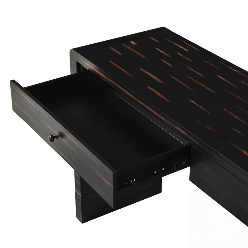 Console en bois avec 2 tiroirs de rangement, Noir