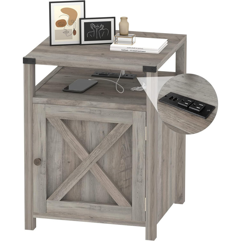 Table de chevet Kennesha, Gris, Individuel