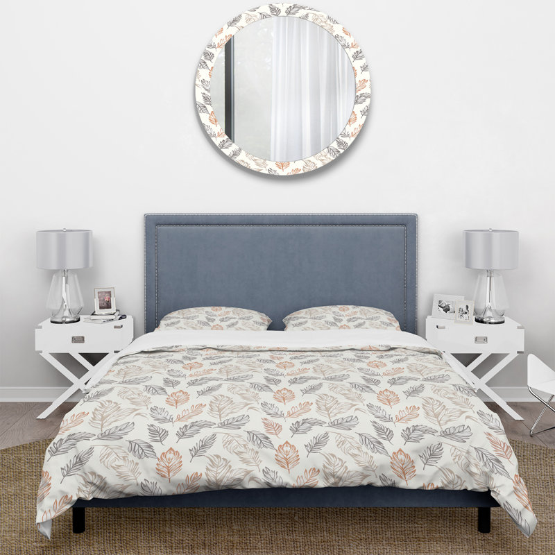 Ensemble de housse de couette vert et rose Boho Feathers - Boho, Housse de couette simple + 2 taies décoratives st