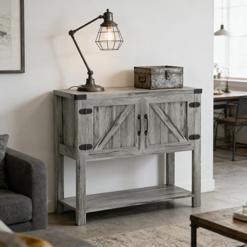 Deans avec 2 portes et tablette inférieure ouverte, Gris Pierre