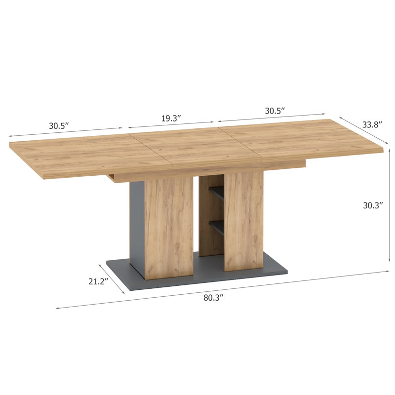 Extendable Dining Table Fidel, Dark Oak/Black