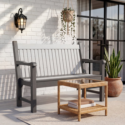 Zorria Outdoor Bench Garden Bench, 2-Person Poly Lumber Patio Bench, All-Weather Outdoor Bench That Never Rot, Memorial Bench, Suit for Garden, Porch and Park