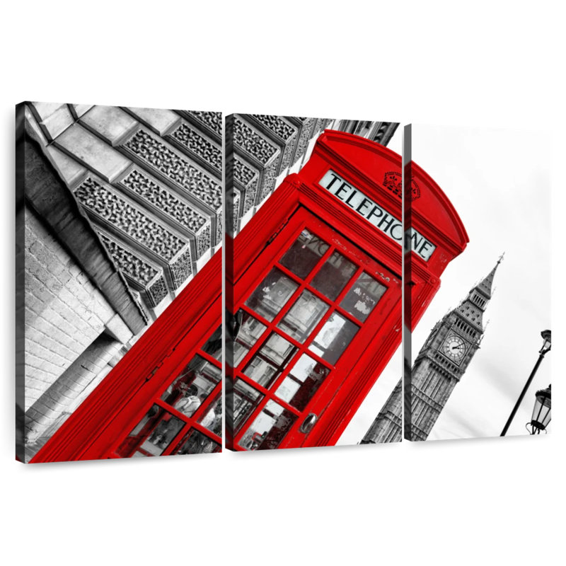 Lilie, cabine téléphonique rouge à Londres avec Big Ben, H 42 po x l 65 po