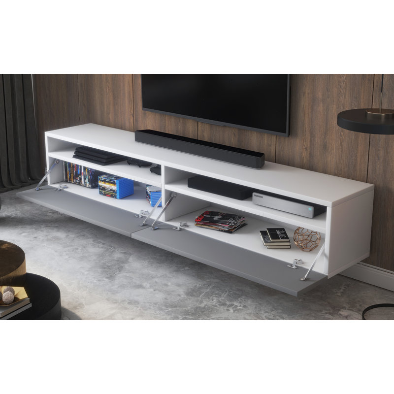Nayara Unfinished TV Stand for TVs up to 75", Matt White/Glossy Grey