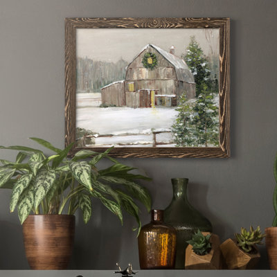 Winter Barn - cadre photo, reproduction d'art sur toile