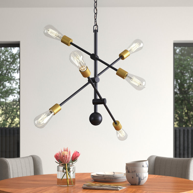 Whelchel 6 - Light Dimmable Sputnik Modern Linear Chandelier