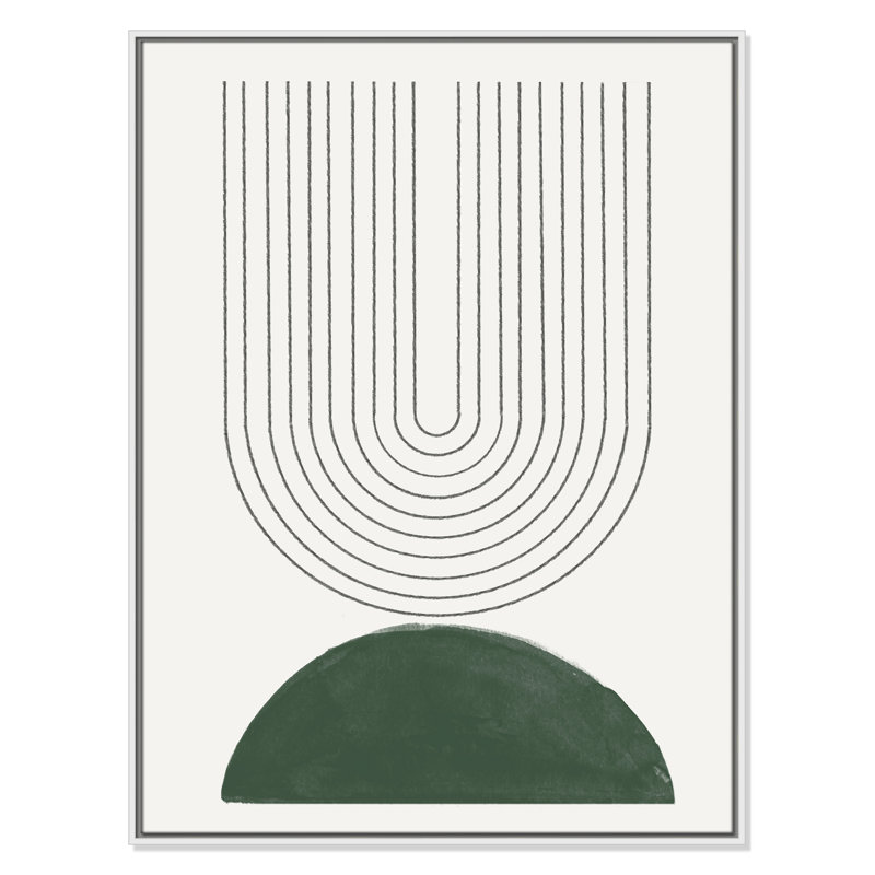 Imprimé n ° 5 vert Mid Century Modern par Miuus Studio, Toile avec cadre, 31.5'' W x 41.5'' H, White Floater