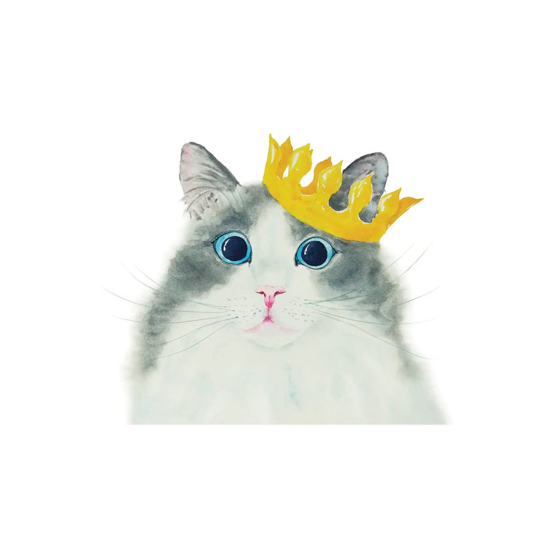 Little King Cat by Alexey Dmitrievich Shmyrov - Wrapped Canvas Print, 20.32 cm H x 30.48 cm W