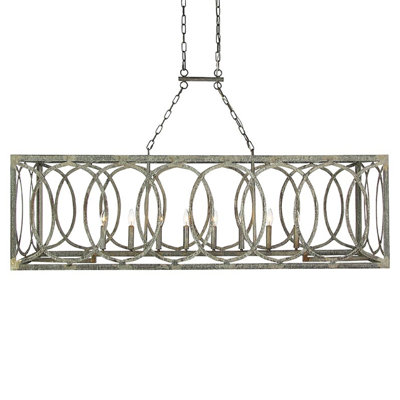 Lustre rectangulaire pour îlot de cuisine à 8 lumières New Orleans