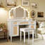 Makeup Vanity Desk With 13 Hollywood Bulbs, Tri-Fold Mirror, And Ample Storage For Modern Glamour