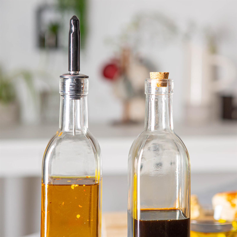 Glass Oil & Vinegar Cruet Set, 32 cm H x 6 cm W x 6 cm D